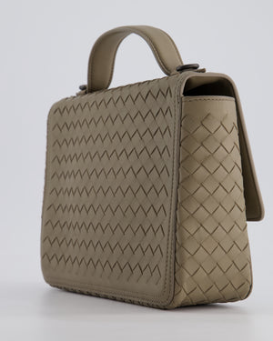 Bottega Veneta Grey Alumna Intrecciato Leather Handle Bag with Strap Detail