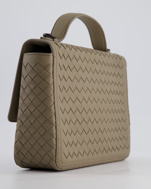 Bottega Veneta Grey Alumna Intrecciato Leather Handle Bag with Strap Detail