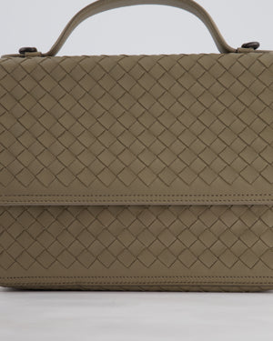 Bottega Veneta Grey Alumna Intrecciato Leather Handle Bag with Strap Detail