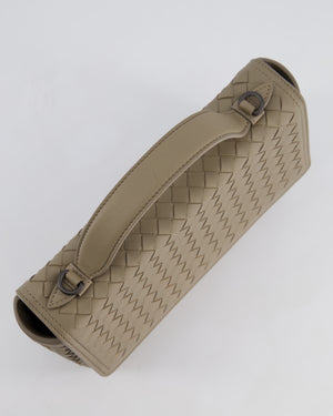 Bottega Veneta Grey Alumna Intrecciato Leather Handle Bag with Strap Detail