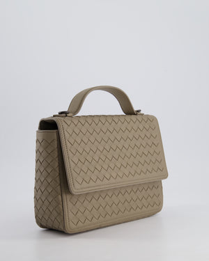 Bottega Veneta Grey Alumna Intrecciato Leather Handle Bag with Strap Detail
