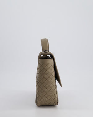 Bottega Veneta Grey Alumna Intrecciato Leather Handle Bag with Strap Detail