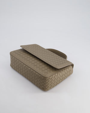Bottega Veneta Grey Alumna Intrecciato Leather Handle Bag with Strap Detail