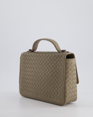 Bottega Veneta Grey Alumna Intrecciato Leather Handle Bag with Strap Detail