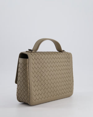 Bottega Veneta Grey Alumna Intrecciato Leather Handle Bag with Strap Detail