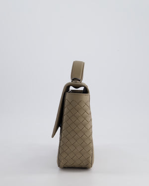 Bottega Veneta Grey Alumna Intrecciato Leather Handle Bag with Strap Detail