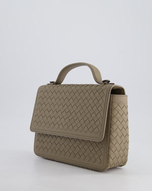 Bottega Veneta Grey Alumna Intrecciato Leather Handle Bag with Strap Detail