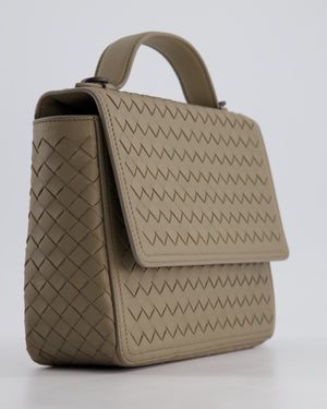 Bottega Veneta Grey Alumna Intrecciato Leather Handle Bag with Strap Detail