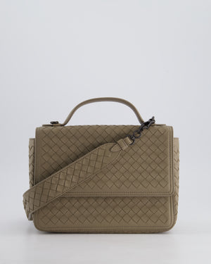 Bottega Veneta Grey Alumna Intrecciato Leather Handle Bag with Strap Detail
