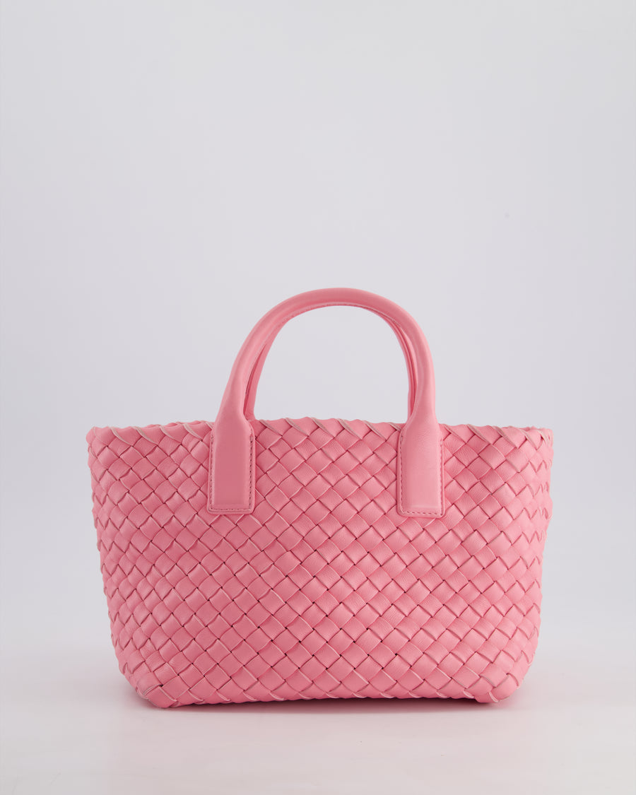 Bottega Veneta Pink Mini Cabat Intrecciato Leather Handle Bag with Strap and Inner Pouch Detail RRP £4,210