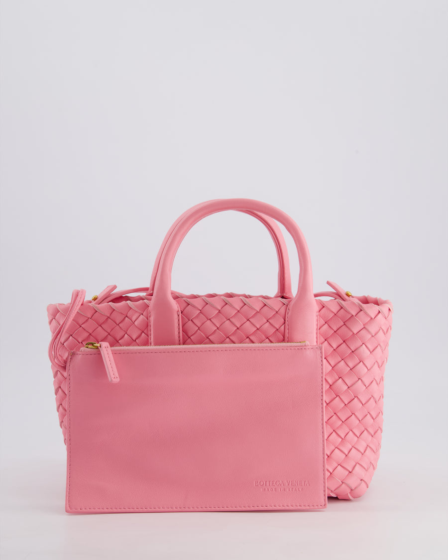 Bottega Veneta Pink Mini Cabat Intrecciato Leather Handle Bag with Strap and Inner Pouch Detail RRP £4,210