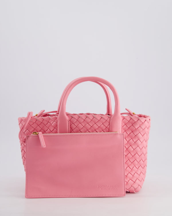 Bottega Veneta Pink Mini Cabat Intrecciato Leather Handle Bag with Strap and Inner Pouch Detail RRP £4,210