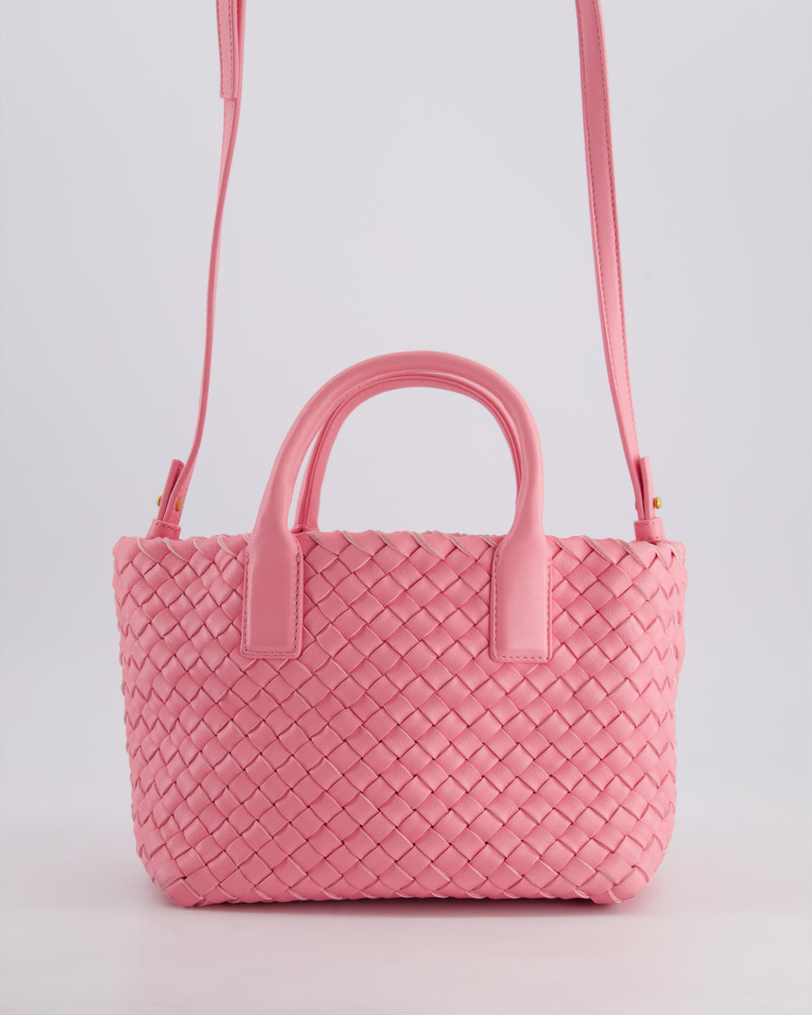 Bottega Veneta Pink Mini Cabat Intrecciato Leather Handle Bag with Strap and Inner Pouch Detail RRP £4,210
