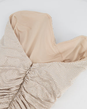 Alexandre Vauthier Beige Asymmetric Crystal Embellished Gown Dress Size FR 40 (UK 12) RRP £5,700