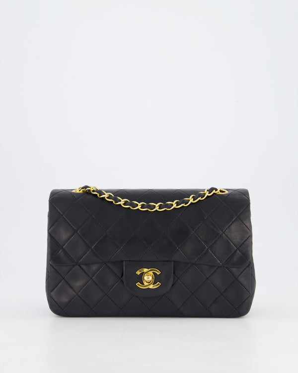 *HOT PRICE* Chanel Vintage Black Small Classic Double Flap Bag in Lambskin Leather with 24k Gold Hardware