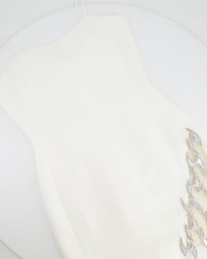 David Koma White Mini Dress with Silver Embellishments Size UK 8 RRP £1,800