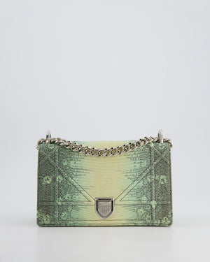 Christian Dior Small Diorama Flap Bag in Light Green Lizard With Silver Hardware