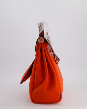Hermès Herbag 31 in Capucine Militaire Canvas, Rouge H Vache Hunter Leather and Orange Lacquer With Palladium Hardware