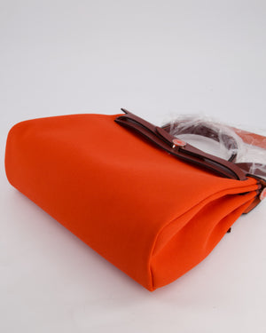 Hermès Herbag 31 in Capucine Militaire Canvas, Rouge H Vache Hunter Leather and Orange Lacquer With Palladium Hardware