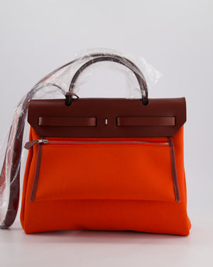 Hermès Herbag 31 in Capucine Militaire Canvas, Rouge H Vache Hunter Leather and Orange Lacquer With Palladium Hardware