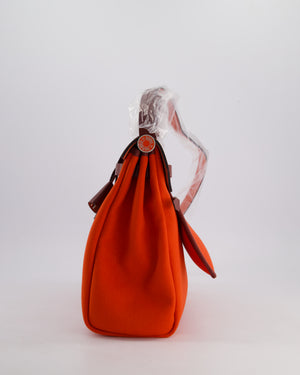Hermès Herbag 31 in Capucine Militaire Canvas, Rouge H Vache Hunter Leather and Orange Lacquer With Palladium Hardware