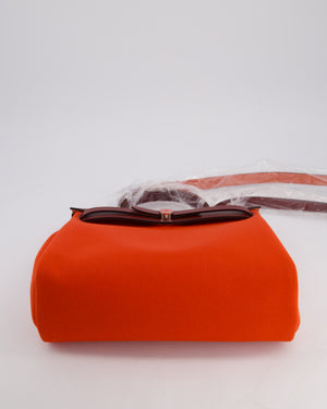Hermès Herbag 31 in Capucine Militaire Canvas, Rouge H Vache Hunter Leather and Orange Lacquer With Palladium Hardware