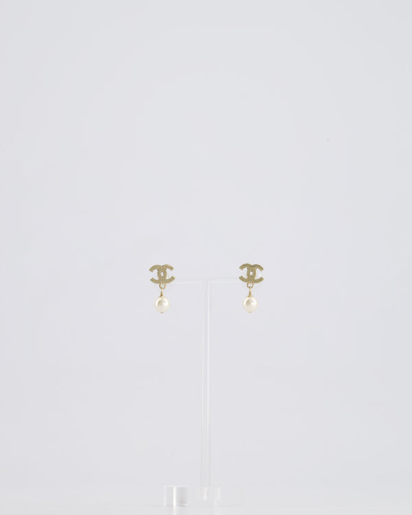 Chanel Gold CC and Pearl Drop Earrings