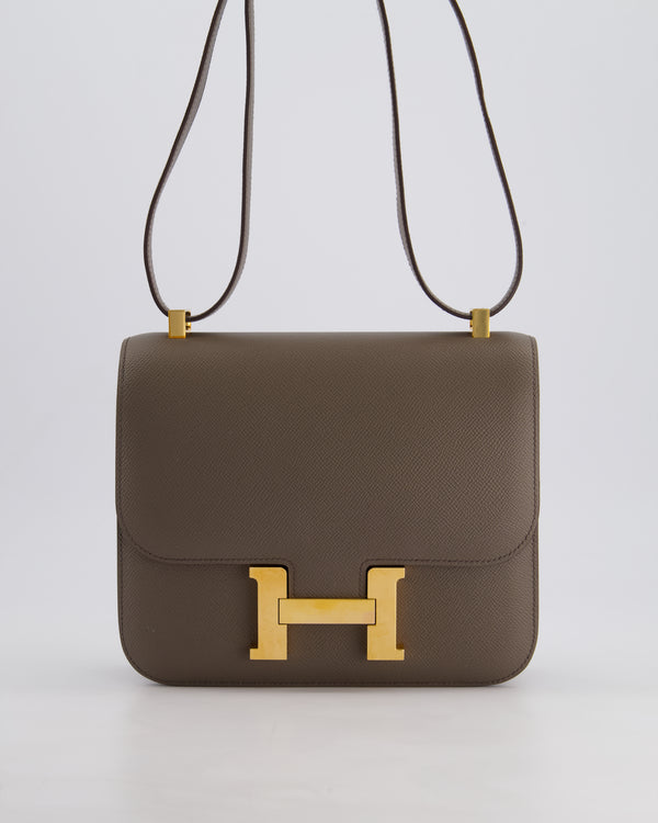 *HOT* Hermès Constance 24cm Bag in Gris Etain Epsom Leather with Rose Gold Hardware