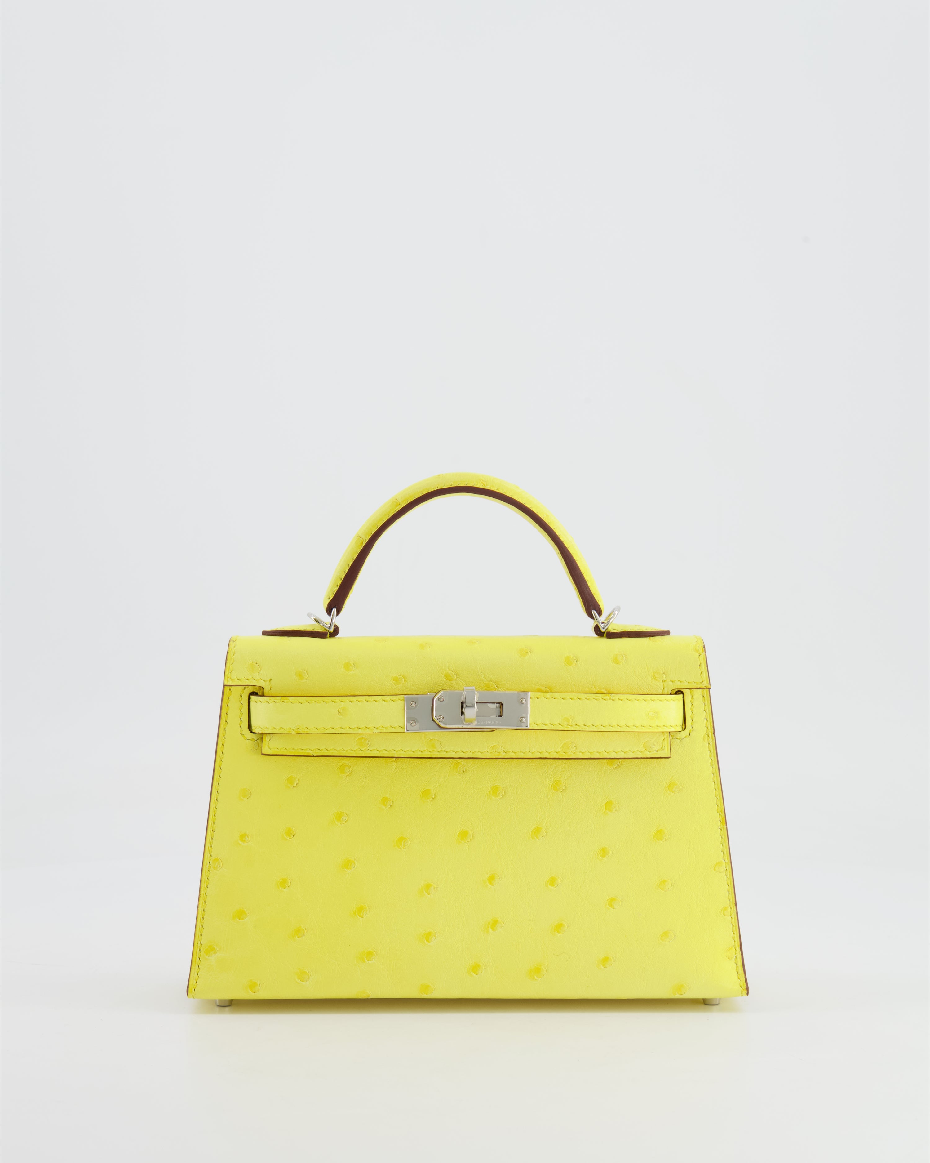 Hermès Mini Kelly II 20cm Bag in Jaune Citron Ostrich