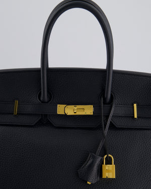 *HOT* Hermès Birkin 35cm Bag in Blue Indigo Clemence Leather with Gold Hardware