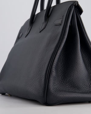 *HOT* Hermès Birkin 35cm Bag in Blue Indigo Clemence Leather with Gold Hardware