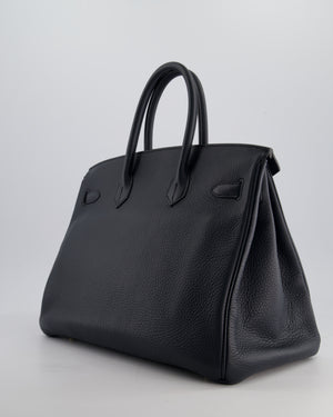 *HOT* Hermès Birkin 35cm Bag in Blue Indigo Clemence Leather with Gold Hardware