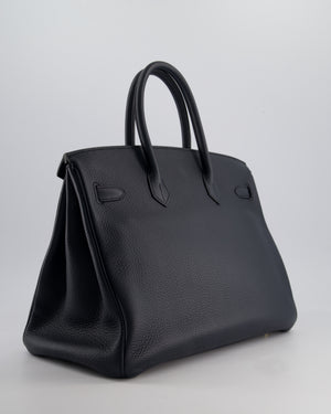 *HOT* Hermès Birkin 35cm Bag in Blue Indigo Clemence Leather with Gold Hardware