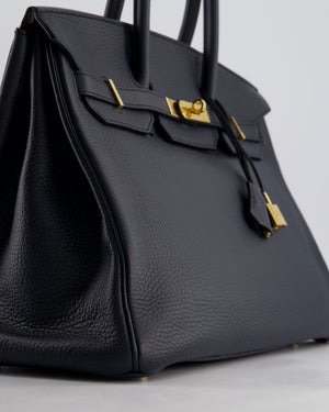 *HOT* Hermès Birkin 35cm Bag in Blue Indigo Clemence Leather with Gold Hardware