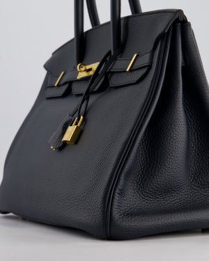 *HOT* Hermès Birkin 35cm Bag in Blue Indigo Clemence Leather with Gold Hardware