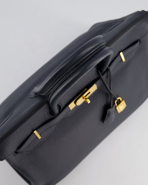 *HOT* Hermès Birkin 35cm Bag in Blue Indigo Clemence Leather with Gold Hardware