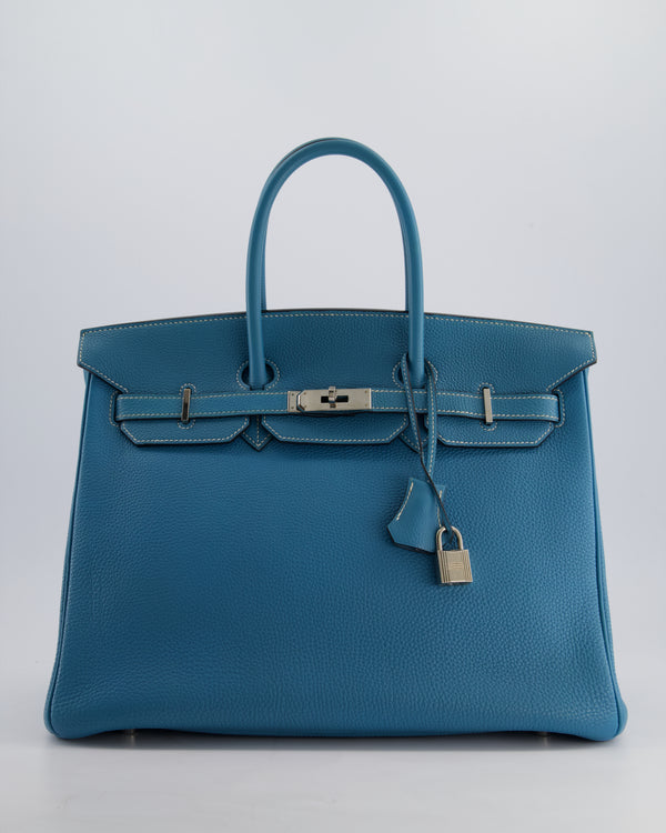 *HOT* Hermès Birkin 35cm Bag in Blue Jean Togo Leather with Palladium Hardware
