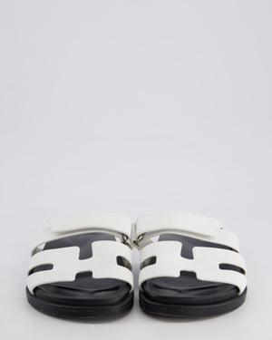 Hermès White Chypre Sandals Size EU 37