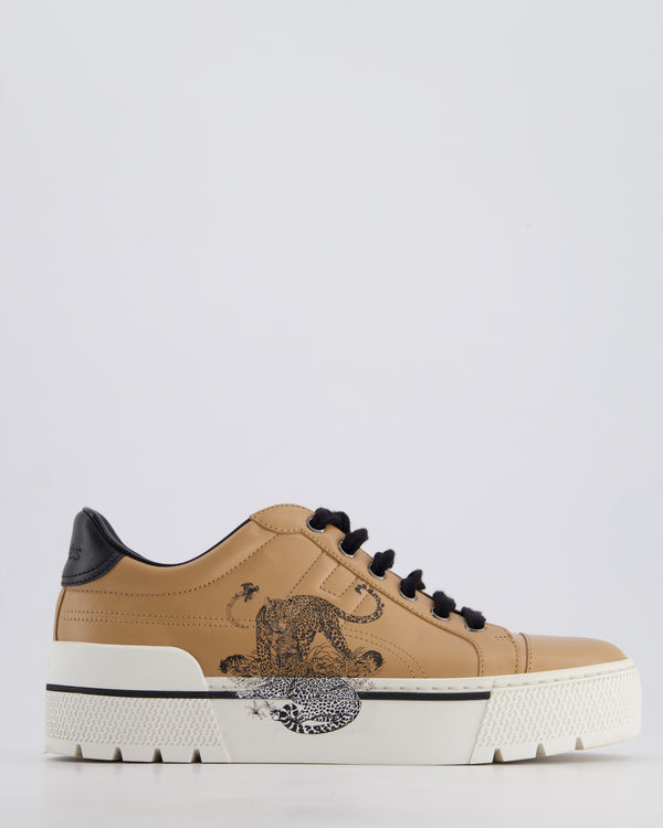 Hermès Beige Voltage Platform Sneaker with Jungle Love Print Detail Size EU 37