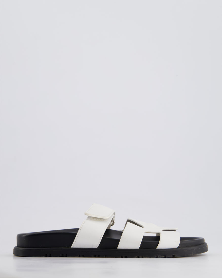 Hermès White Chypre Sandals Size EU 37