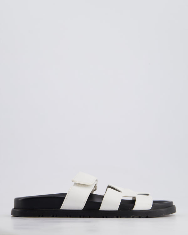 Hermès White Chypre Sandals Size EU 37