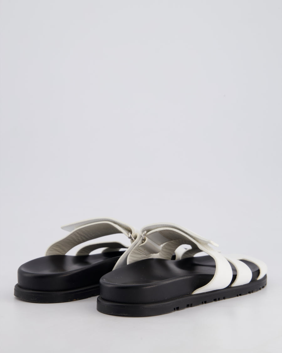 Hermès White Chypre Sandals Size EU 37