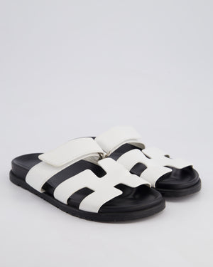 Hermès White Chypre Sandals Size EU 37