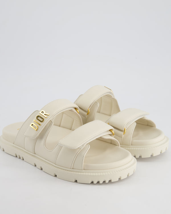 Christian Dior White Dioract Slide with Gold Hardware Size EU 38.5