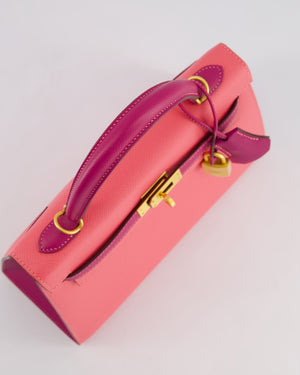 Hermès Kelly Sellier HSS 25cm Bag in Rose Azalee and Rose Pourpre Epsom Leather with Brushed Gold Hardware