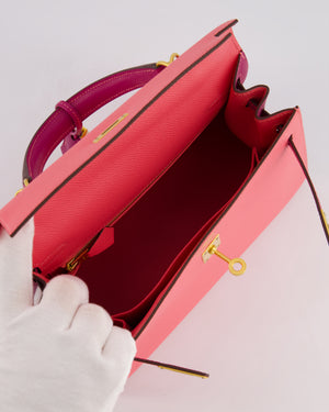 Hermès Kelly Sellier HSS 25cm Bag in Rose Azalee and Rose Pourpre Epsom Leather with Brushed Gold Hardware