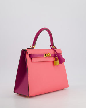 Hermès Kelly Sellier HSS 25cm Bag in Rose Azalee and Rose Pourpre Epsom Leather with Brushed Gold Hardware