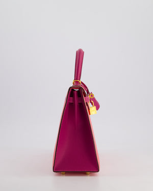 Hermès Kelly Sellier HSS 25cm Bag in Rose Azalee and Rose Pourpre Epsom Leather with Brushed Gold Hardware