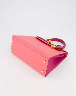 Hermès Kelly Sellier HSS 25cm Bag in Rose Azalee and Rose Pourpre Epsom Leather with Brushed Gold Hardware