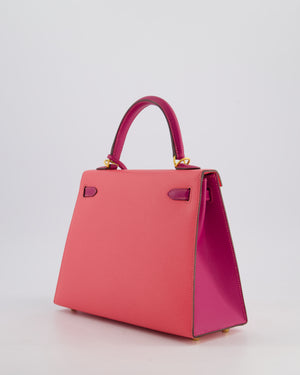 Hermès Kelly Sellier HSS 25cm Bag in Rose Azalee and Rose Pourpre Epsom Leather with Brushed Gold Hardware